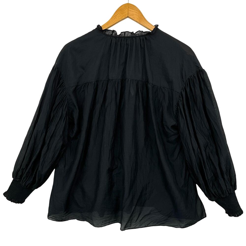 Alice + Olivia Julius Voluminous Blouson Sleeve Blouse Womens Small Black - Picture 4 of 13